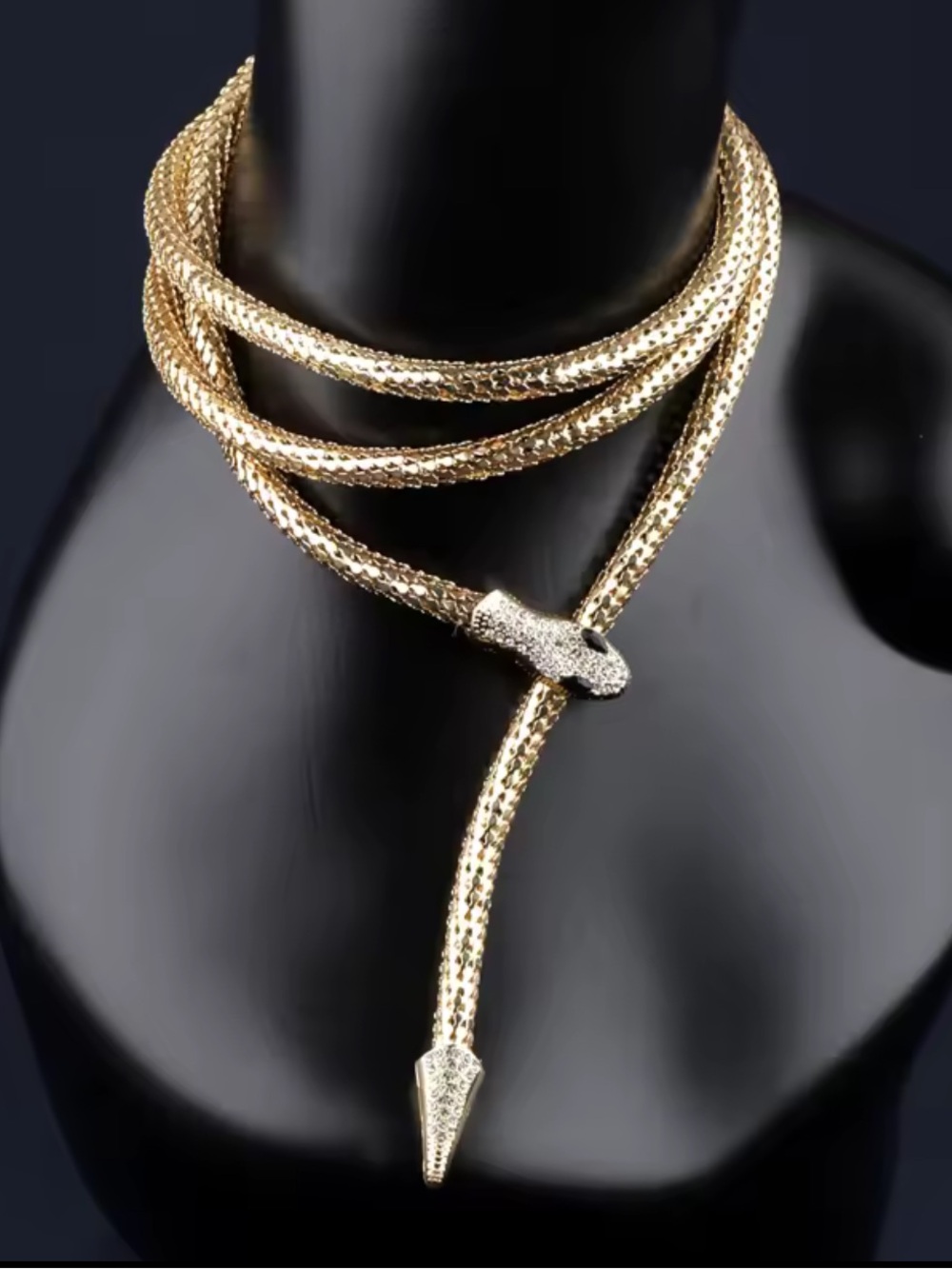 Gold Snake-Style Wrap Necklace